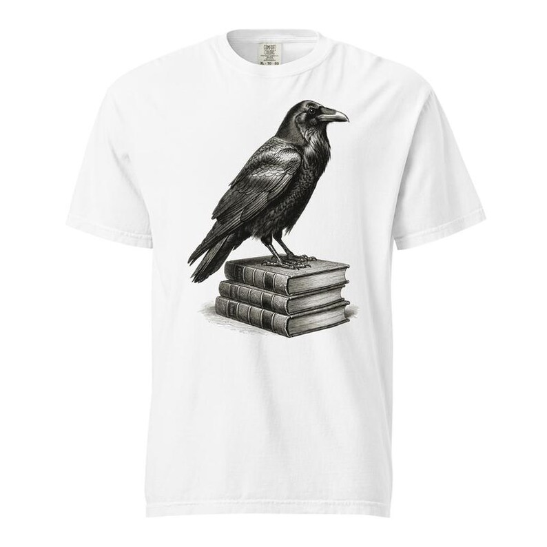 Raven Shirt, Edgar Allan Poe Raven Tee, Comfort Colors Raven Book Lover T-shirt, Nevermore Crow Shirt, Gothic Raven Tee image 4