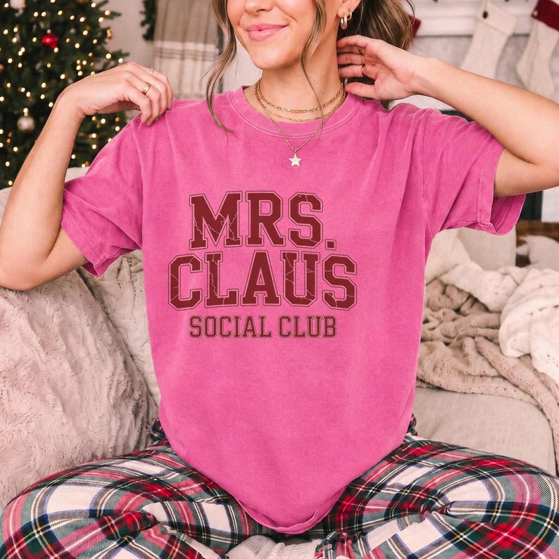 Comfort Colors Mrs Claus Social Club Shirt, Mrs Claus Varsity Tee, Christmas Social Club T-shirt, Funny Mrs Santa Shirt Women, Mrs Claus Tee