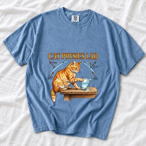 Cat Physics Lab Orange Tabby Comfort Colors Shirt product mockup, image 3
