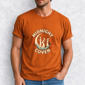 Midnight Coven Witch Shirt, Comfort Colors 1717 Crescent Moon Halloween Tee product mockup, image 14