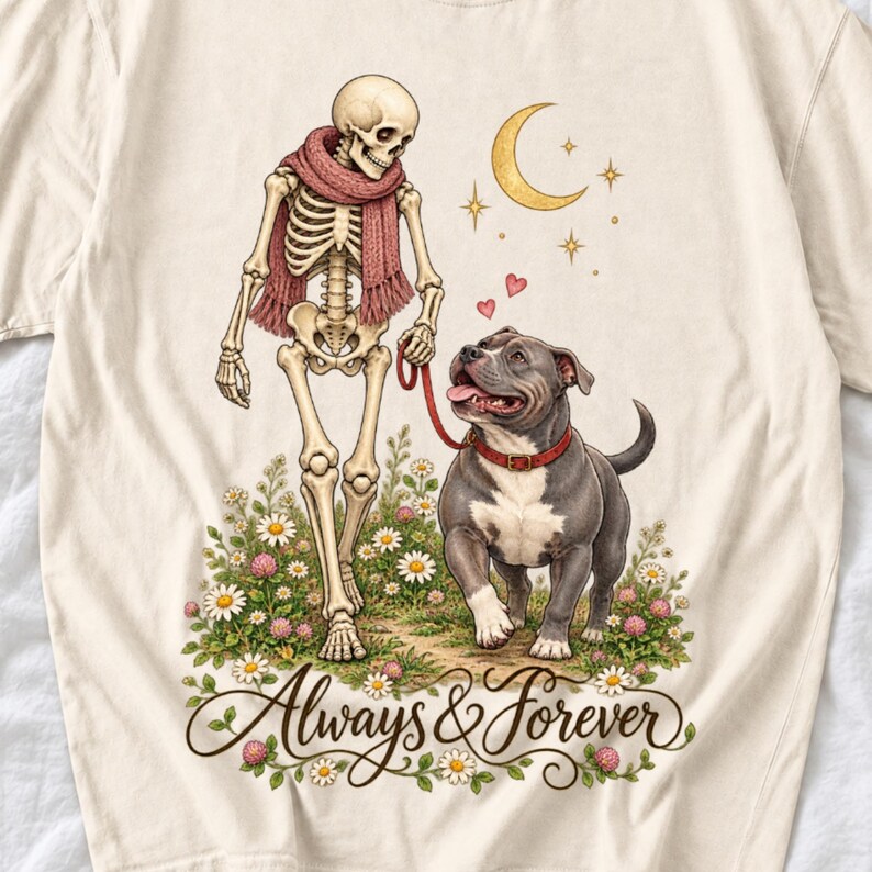 Скелет выгуливает американского булли «Always & Forever»