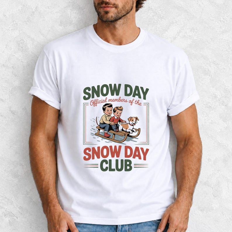 Comfort Colors Retro Snow Day Shirt, Snow Day Club Sled Tee, Retro Winter Sledding T-shirt, Christmas Snow Day Shirt, Winter Kids Sled Tee
