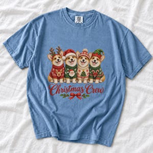 Comfort Colors Corgi Christmas Crew Shirt, Corgi Ugly Sweater Tee, Funny Corgi Christmas T-shirt, Corgi Mom Holiday Shirt