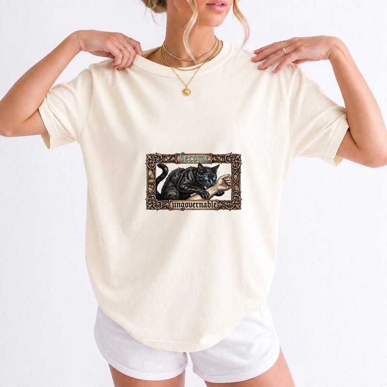 Become Ungovernable Black Cat Ornate Gothic Comfort Colors Shirt product mockup, image 11