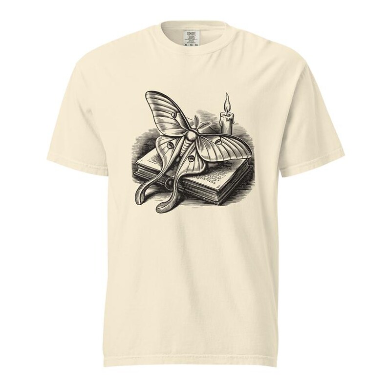 Luna Moth Shirt, Dark Academia Moth Tee, Comfort Colors Moth Lover T-shirt, Cottagecore Luna Moth Shirt image 5