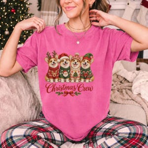 Comfort Colors Corgi Christmas Crew Shirt, Corgi Ugly Sweater Tee, Funny Corgi Christmas T-shirt, Corgi Mom Holiday Shirt
