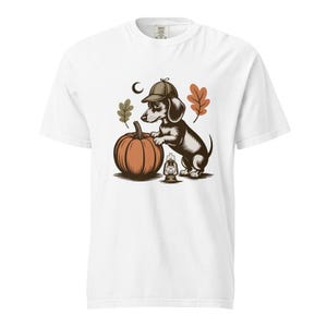 Dachshund Fall Shirt, Pumpkin Inspector Wiener Dog Tee, Comfort Colors Doxie T-shirt, Pumpkin Patch Dachshund Shirt image 6