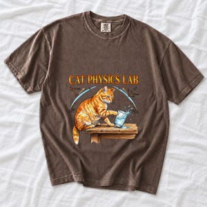 Cat Physics Lab Orange Tabby Comfort Colors Shirt product mockup, image 7