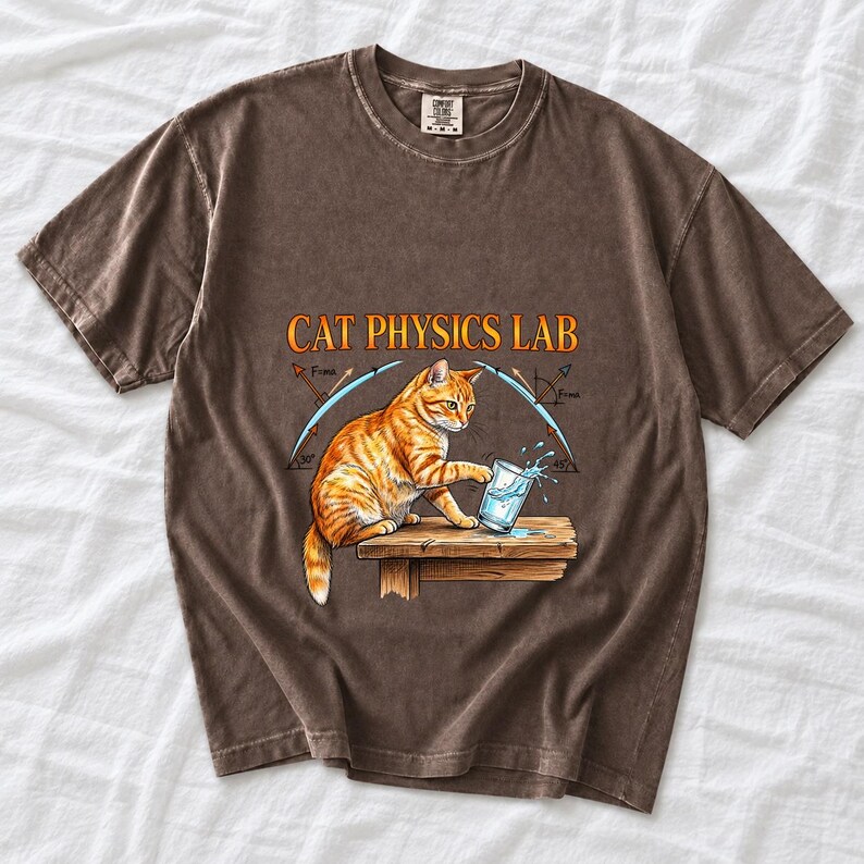 Cat Physics Lab Orange Tabby Comfort Colors Shirt product mockup, image 7