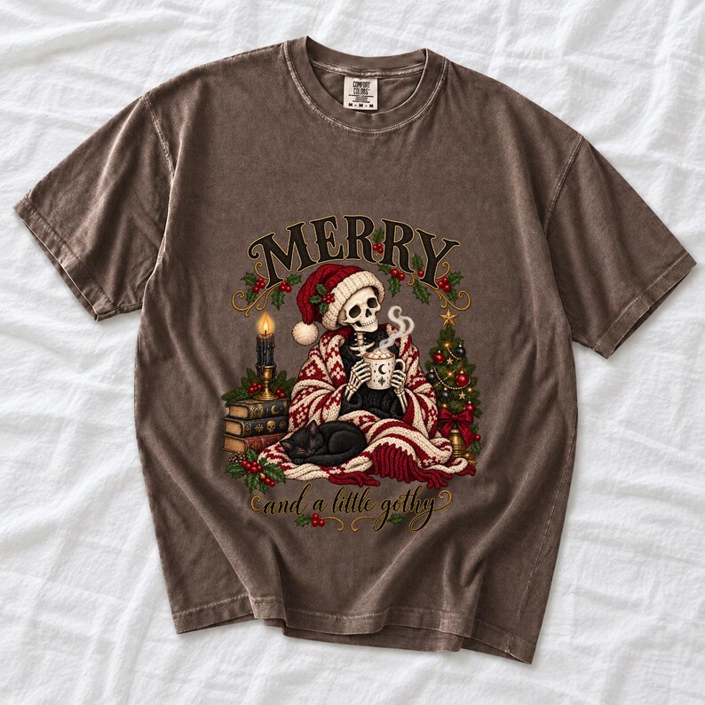 Готично-уютный скелет в колпаке «Merry and a Little Gothy»