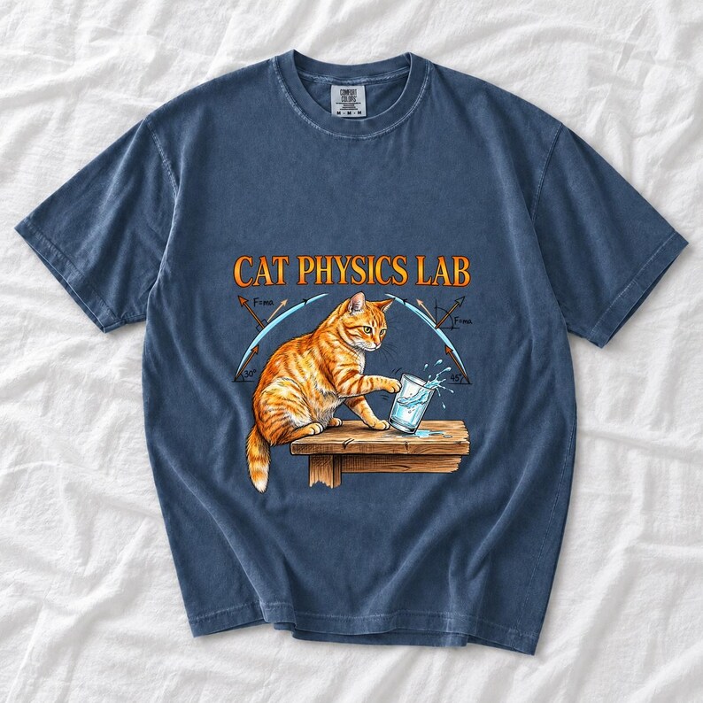 Cat Physics Lab Orange Tabby Comfort Colors Shirt product mockup, image 6