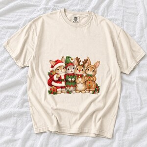 Comfort Colors Christmas Bunny Shirt, Cute Bunnies Santa Elf Tee, Bunny Lover Christmas T-shirt, Reindeer Rabbit Shirt, Xmas Bunny Tee