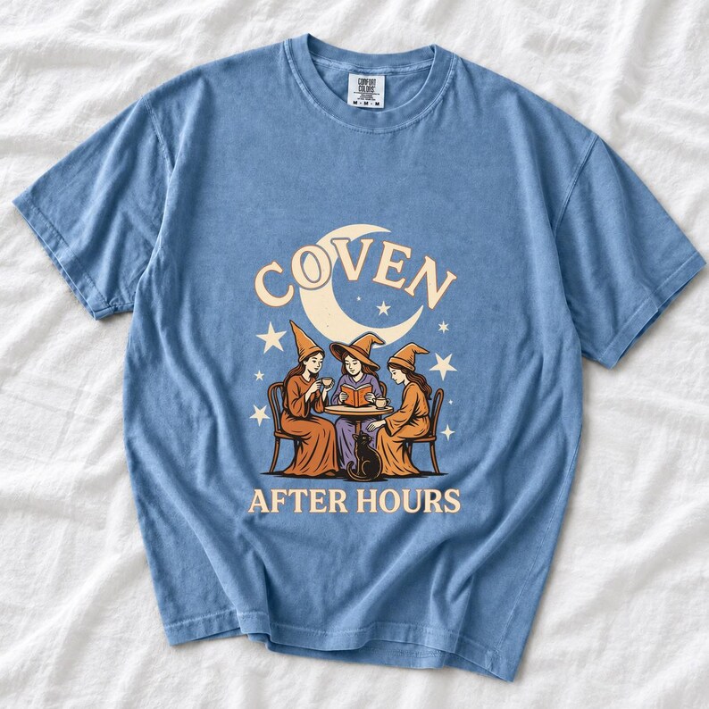 Coven After Hours Witch Shirt, Comfort Colors 1717 Halloween Tea Party Tee product mockup, image 2