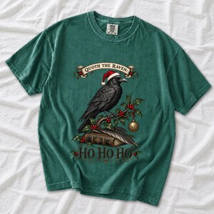 Ворон-гравюра с остролистом «Quoth the Raven: Ho Ho Ho»