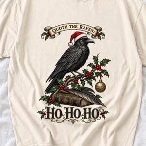 Ворон-гравюра с остролистом «Quoth the Raven: Ho Ho Ho»