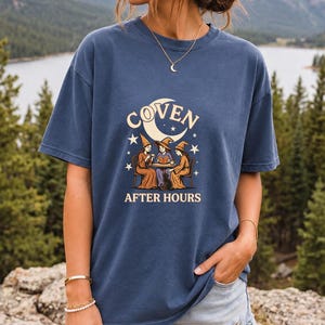 Coven After Hours Witch Shirt, Comfort Colors 1717 Halloween Tea Party Tee product mockup, image 12