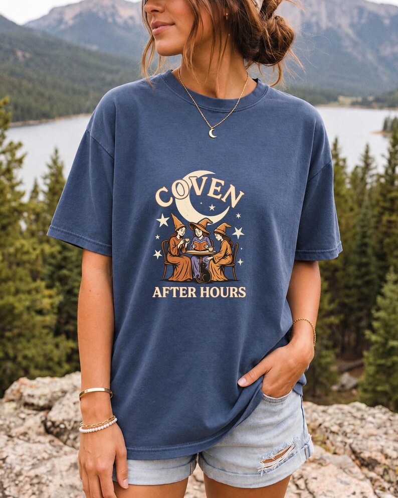Coven After Hours Witch Shirt, Comfort Colors 1717 Halloween Tea Party Tee product mockup, image 12