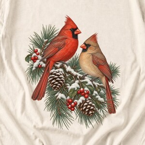 Comfort Colors Cardinal Christmas Shirt, Red Cardinals Winter Tee, Cardinal Pine Branch T-shirt, Cardinal Bird Lover Shirt, Cardinal Tee
