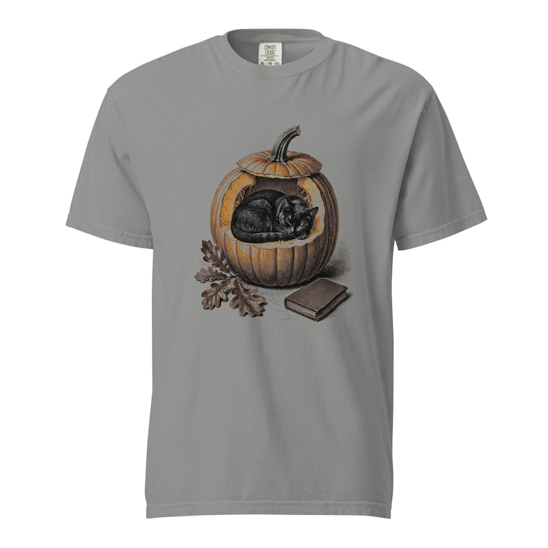 Sleeping Black Cat Pumpkin Shirt by AeroBeloved