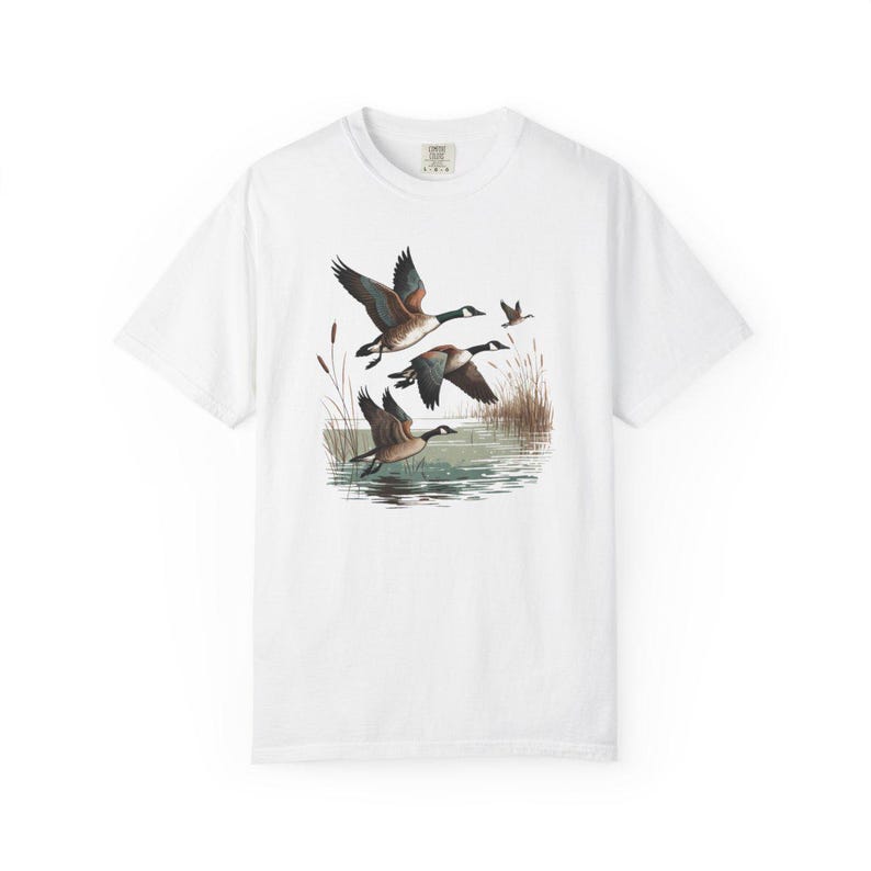 Comfort Colors Canada Goose Shirt, Retro Wild Geese Tee, Geese Pond Winter T-shirt, Waterfowl Hunting Shirt Gift, Goose Lover Tee — Printify product mockup