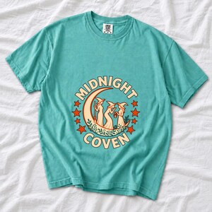 Midnight Coven Witch Shirt, Comfort Colors 1717 Crescent Moon Halloween Tee product mockup, image 8