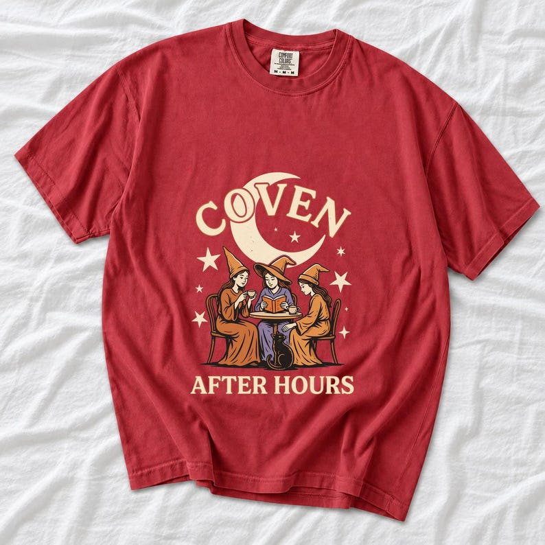 Coven After Hours Witch Shirt, Comfort Colors 1717 Halloween Tea Party Tee product mockup, image 8