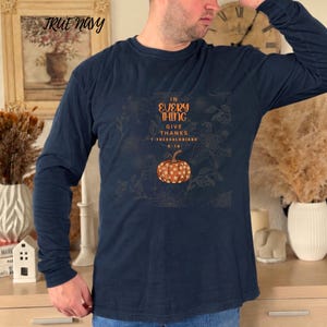 Pumpkin Patch Illustration Long Sleeve T-Shirt | Fall Floral Accent | Bible Verse T-shirt