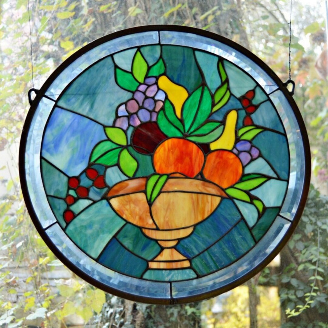 Large Stained Glass Fruit Basket Design Etsy