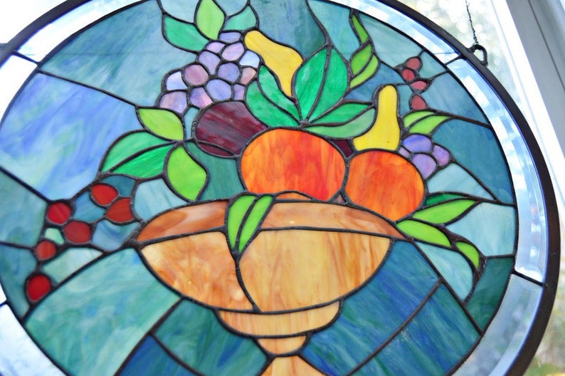 Large Stained Glass Fruit Basket Design Etsy