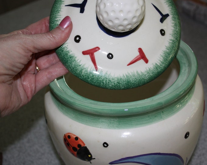 Golf Themed Kitchen Retro Cookie Jar With Bird Etsy
