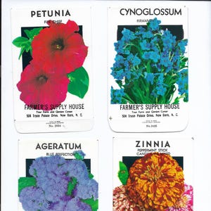 16 Flower Seed Packets Vintage Ephemera Garden Junk Journal Art Digital Download