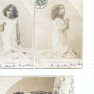 3 Französisches betendes Kind Postkarten Vintage Mixed Media Journal Art