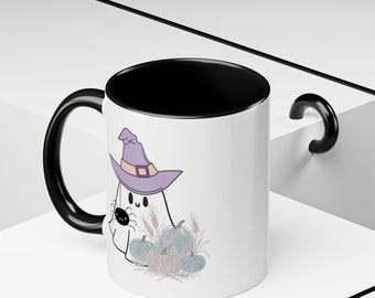 Mug fantôme mignon avec chapeau de sorcière | Mug décoratif 325 ml ou 445 ml
