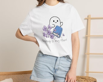La lecture est mon refuge | T-shirt pour lecteurs | T-shirt fantôme avec livre | Joli t-shirt littéraire