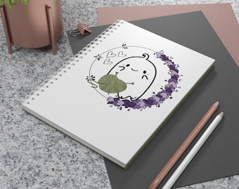 Carnet à spirales avec personnage de tricot fantôme | Couronne de fleurs