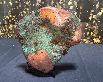 8 Pounds Plus Natural Michigan Float Copper with incredible Purple Cuprite and Green Malachite  patina with polished copper areas -Art
