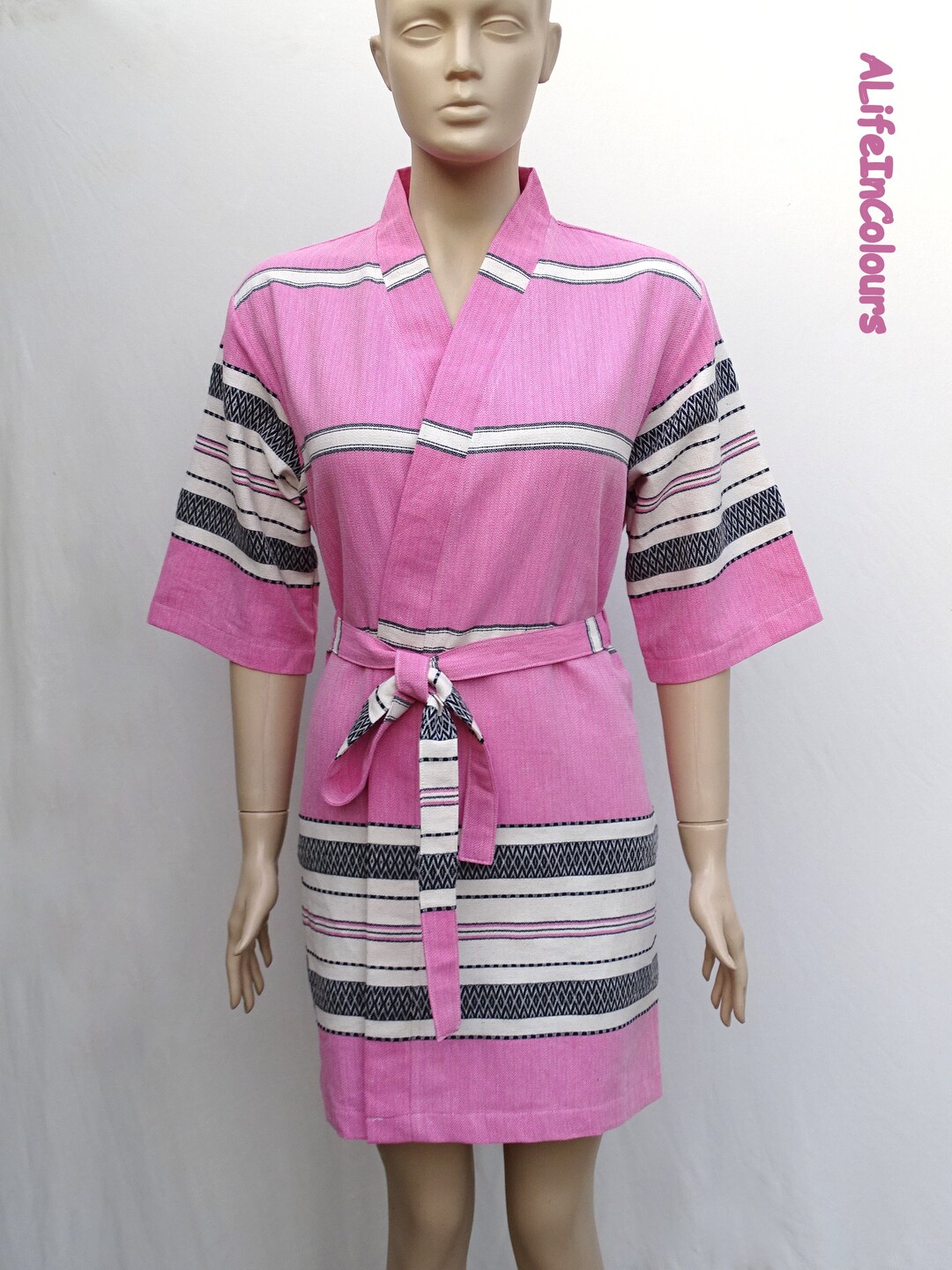 Women's Pink Colour Lightweight Soft Cotton Kimono Robe Etsy