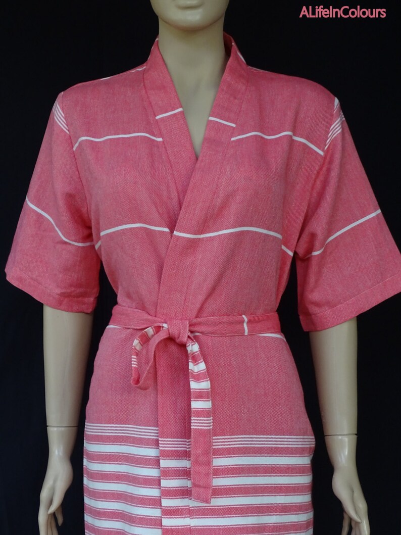 spa robe dressing gown bridesmaid robe beach robe. Women/'s flame pink colour soft cotton kimono bathrobe