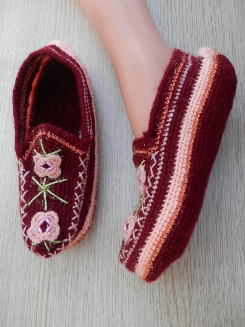 Turkish Anatolian Hand Knitted Women's Slippers Slipper Etsy
