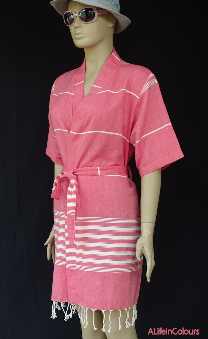 spa robe dressing gown bridesmaid robe beach robe. Women/'s flame pink colour soft cotton kimono bathrobe