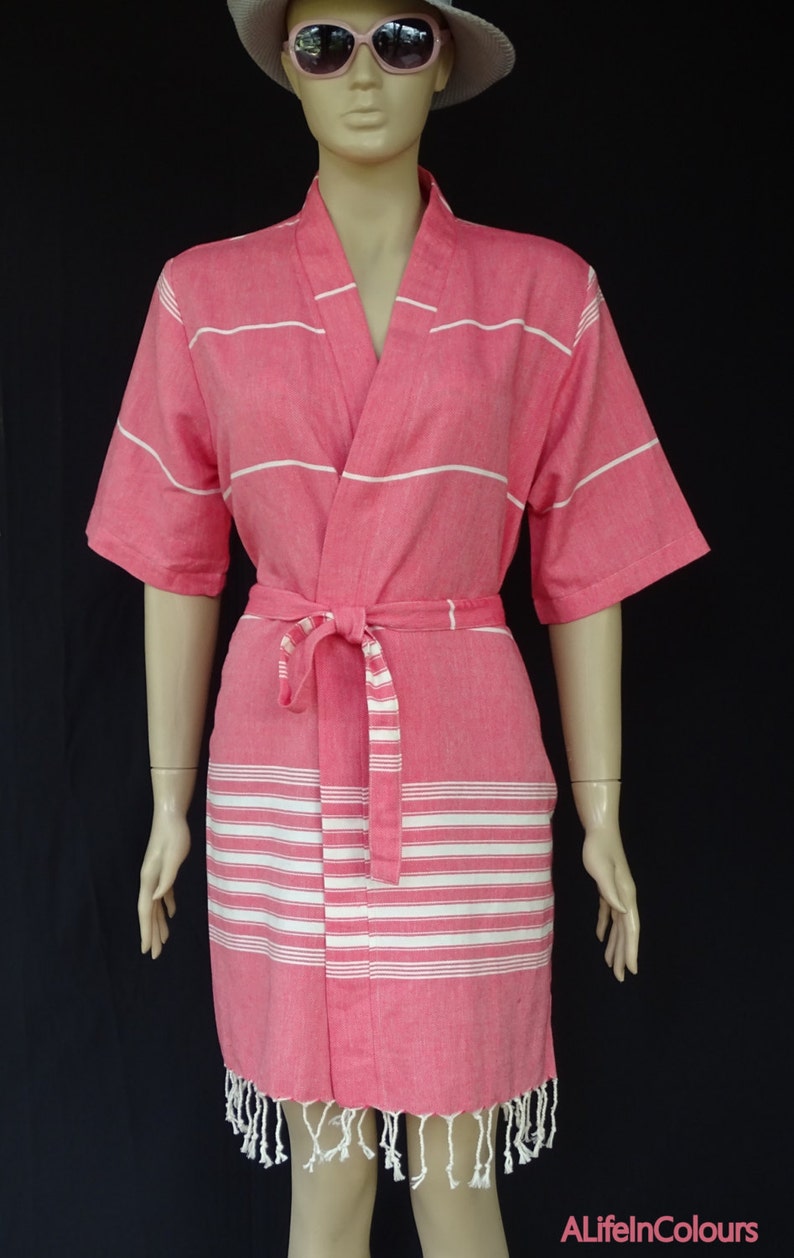 spa robe dressing gown bridesmaid robe beach robe. Women/'s flame pink colour soft cotton kimono bathrobe