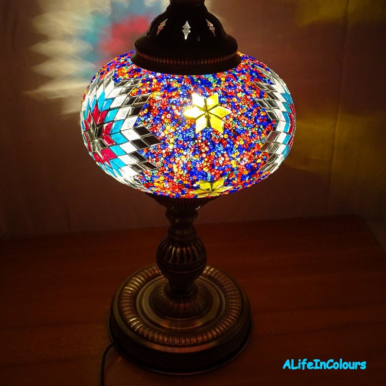 Réalisées Uniques Coucher Lampe En NuitSalle Lampe La Coloré Mosaïque Main Verre ChevetChambre Manger De À xrBoeWdCQ