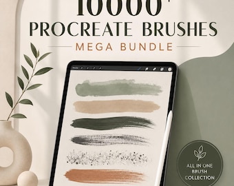 10 000+ Procreate Brushes Mega Bundle | Ultimat penselpaket för iPad | Skiss-, bläck-, akvarell-, blyerts- och texturpenslar | Digitalt konstkit