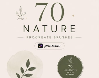 70 Nature Procreate-penslar | Träd, löv, gräs, moln och landskapspenslar för iPad digital konst, botanisk illustration