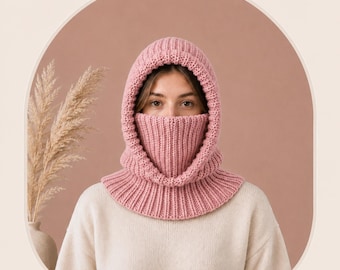 Crochet Balaclava Turtleneck Hoodie Pattern PDF | Hooded Neck Cowl Crochet Pattern | Adult & Child Sizes | Beginner-Friendly Winter Hood