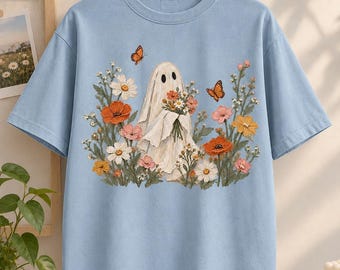 Vildblomsspöke PNG | Spöklik blommig spökeclipart | Botanisk Halloween-spökedesign | Spökälskare höst PNG | Preppy läskig säsong