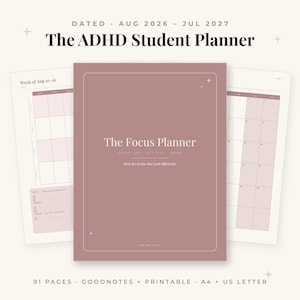 ADHD Student Planner 2026 2027 Dated | Printable + GoodNotes Digital Planner | Executive Function College High School | A4 US Letter PDF