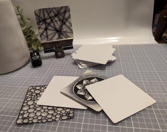 Blank Paper Art Tiles 2.5x2.5, Heavy 100lb Matte Cardstock Squares, Junk Journal Ephemera Base, Scrapbook Tags, Altered Art Supplies