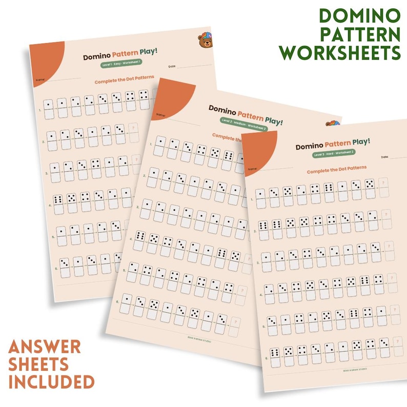 Domino Pattern Worksheets | Math Pattern Recognition | Printable PDF ...