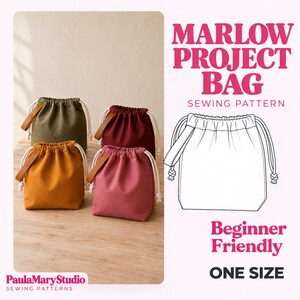 Drawstring Makeup Bag Sewing Pattern PDF, Travel Cosmetic and Toiletry Organizer, Wristlet Storage Pouch, Instant Download